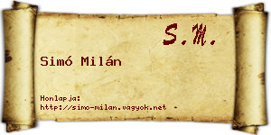 Simó Milán névjegykártya