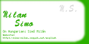 milan simo business card